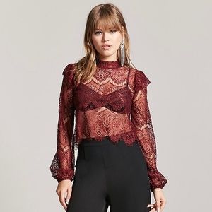Nwot sheer lace crop top